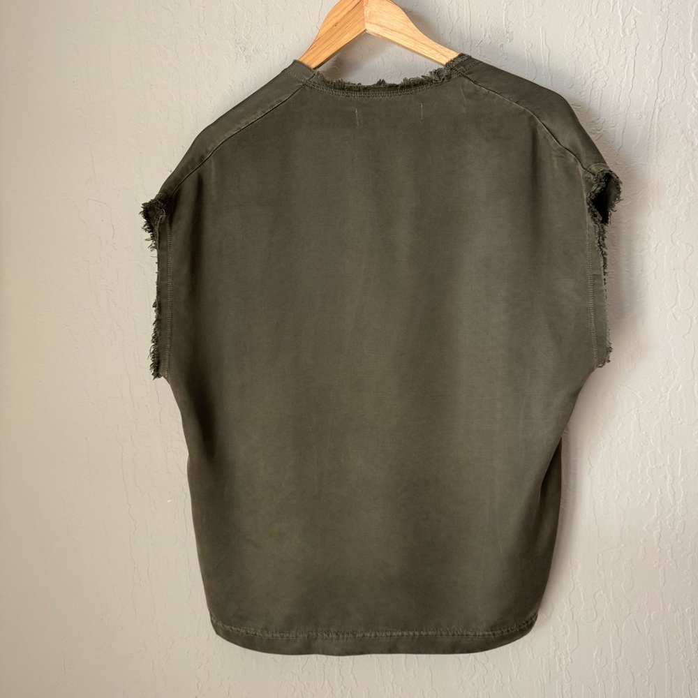 CALI DREAMING James Tee In Olive V-Neck Loose Fit Oversized Cupro Size Small - Picture 8 of 12